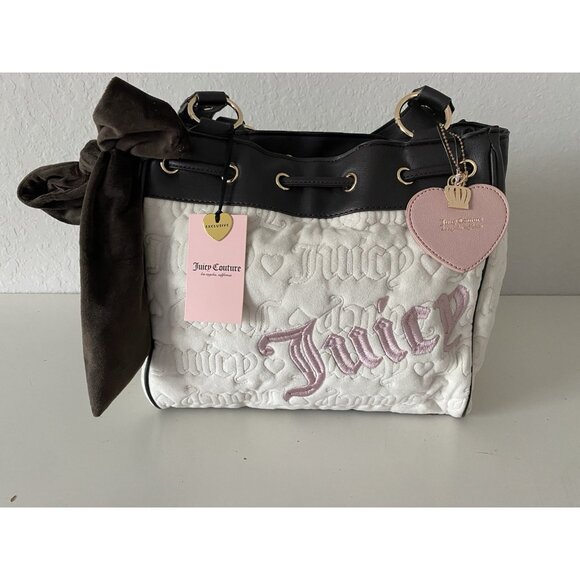 Juicy Couture Angel Chocolate & Cream Vintage Dreams Daydreamer Tote Bag NEW - Picture 1 of 16
